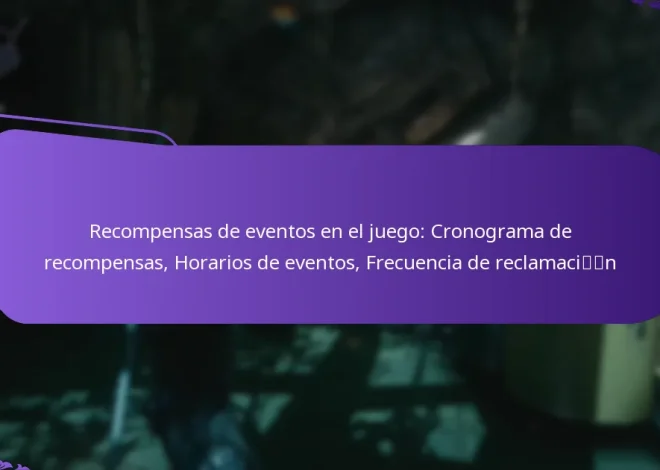 Recompensas de eventos en el juego: Cronograma de recompensas, Horarios de eventos, Frecuencia de reclamación