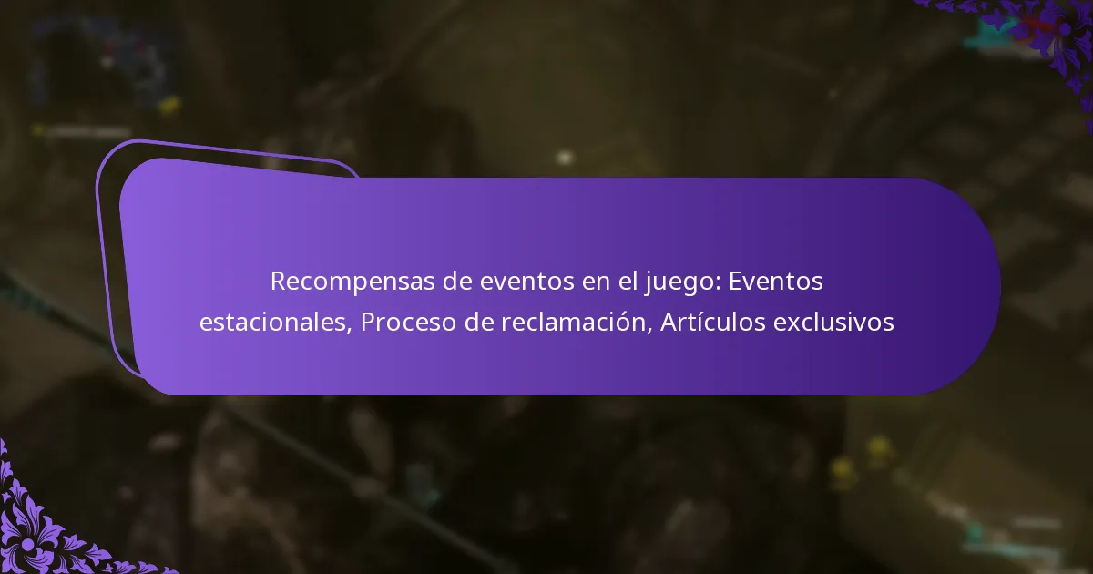 Recompensas de eventos en el juego: Eventos estacionales, Proceso de reclamación, Artículos exclusivos